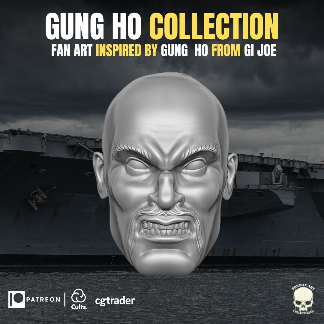 Gung Ho G.I. Joe classified 1:12 head sculpt 3d printed resin action figure mar