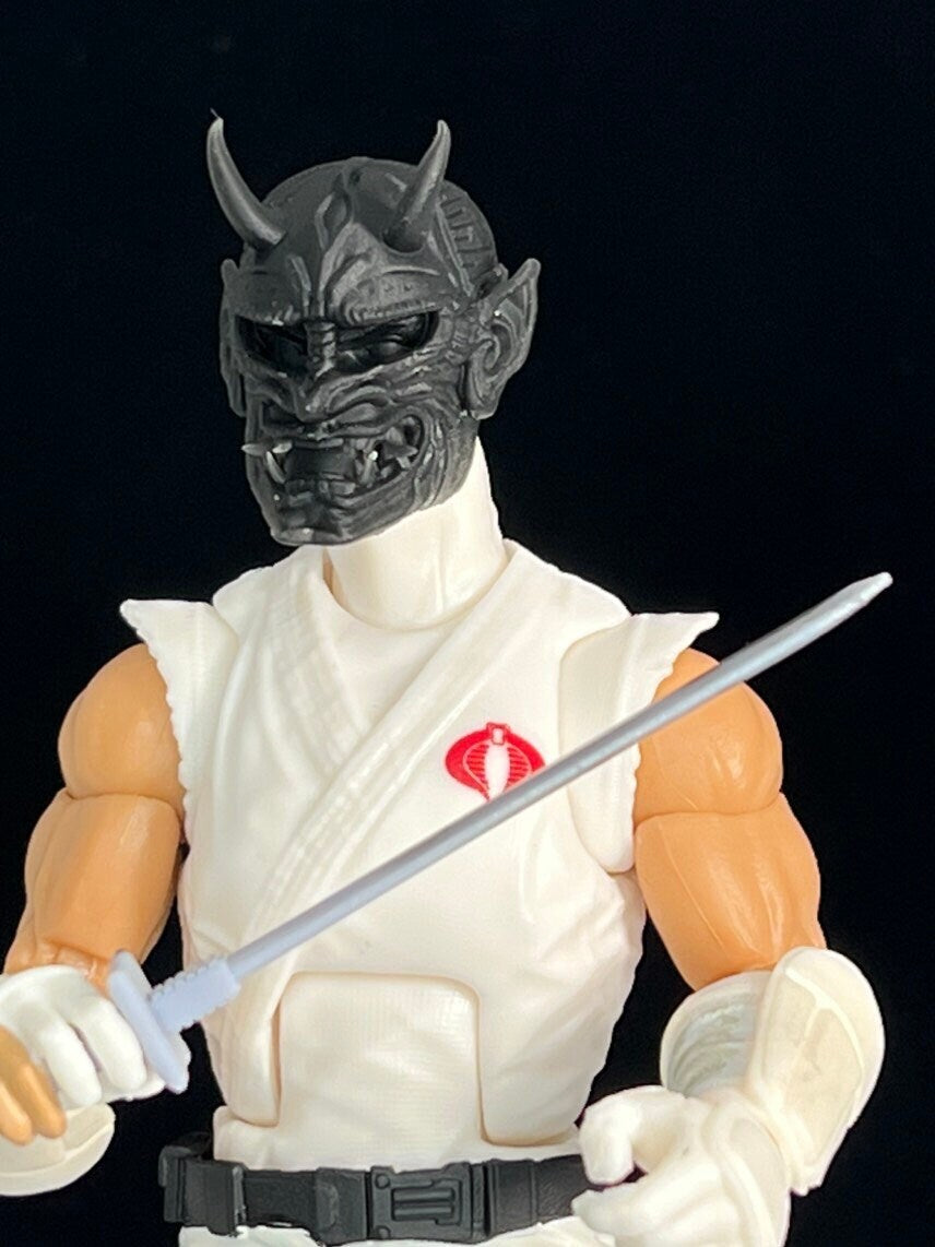 Unpainted Oni Mask Head: 1/12 Scale Action Figure Accessory
