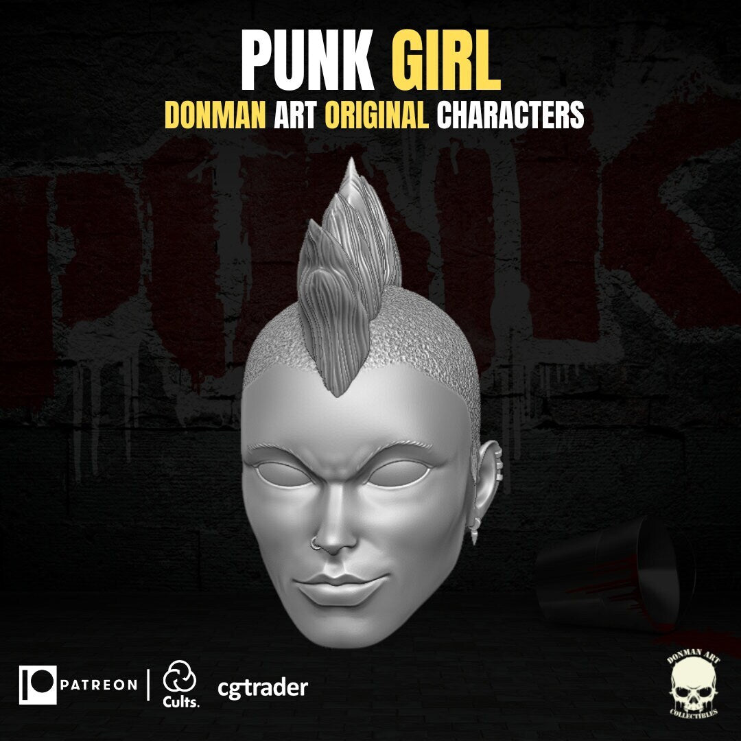 Punk Girl dreadnok Zarana head GI Joe Classified 1/12 scale head unpainted 1:12