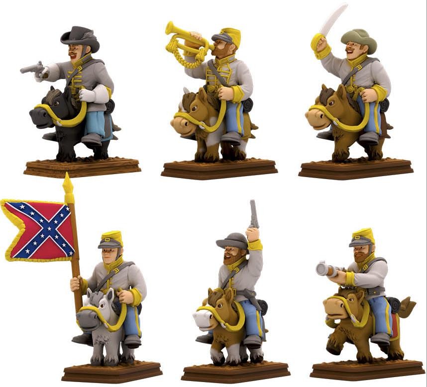 Confederate Mounted Cavalry American Civil War Set DnD Miniature, Tabletop RPG,