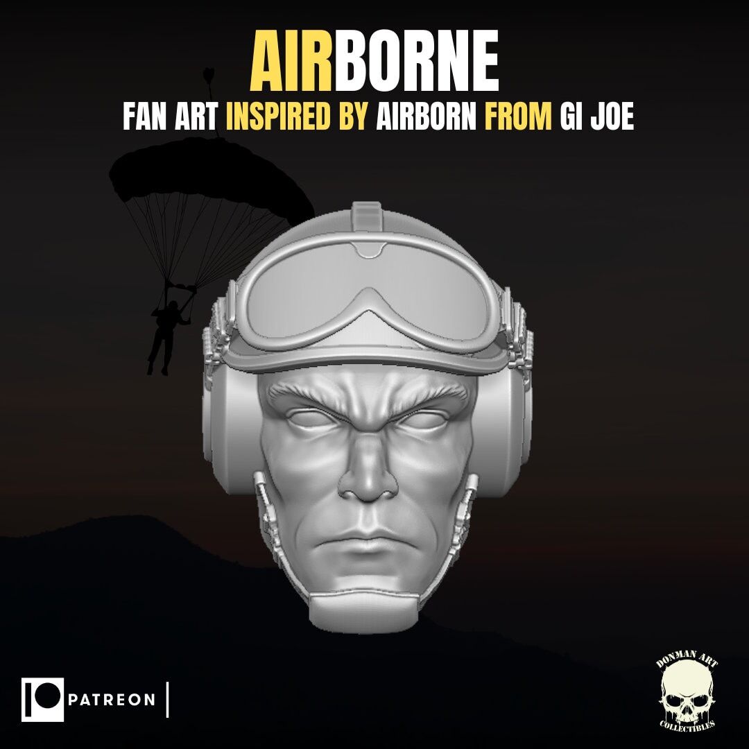 Airborne G.I. Joe 1:12 head sculpt 3d printed resin