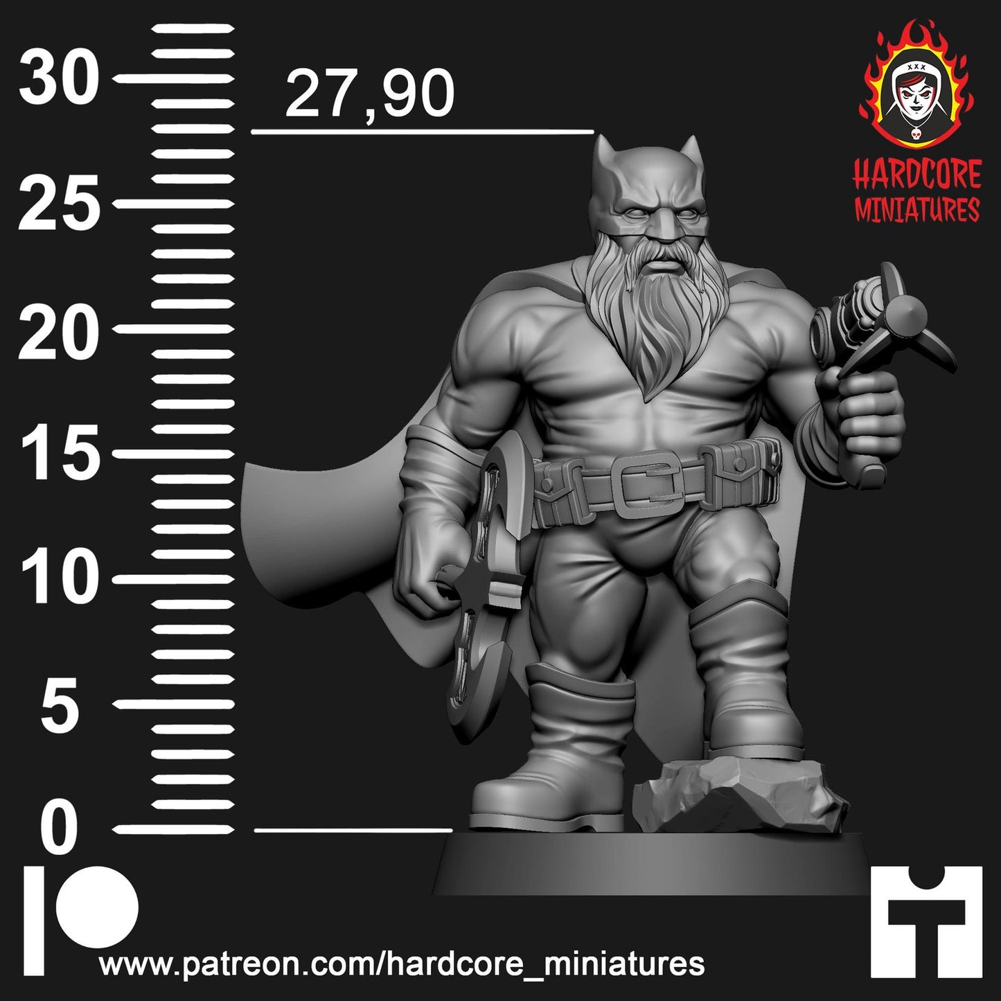 Bat Dwarf 28mm army builder set 1 3d printed minis tabletop hardcore miniatures