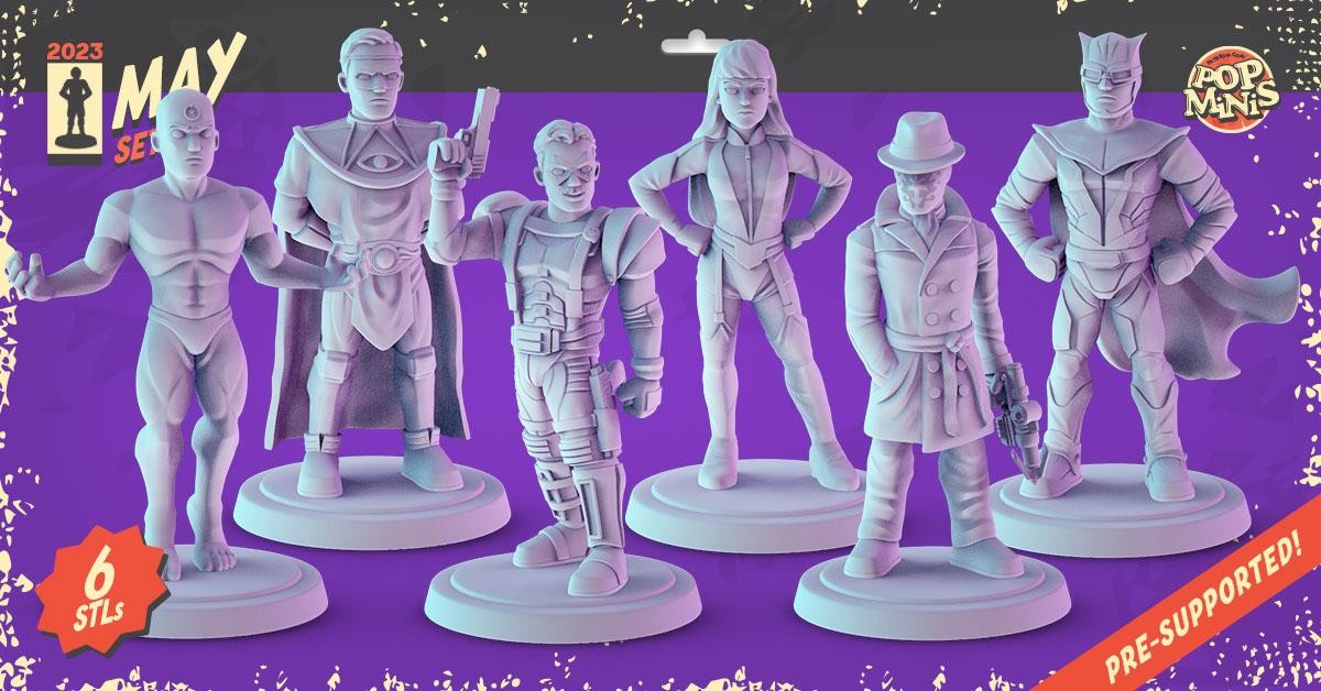Watchmen 34mm tabletop mini's Dr. Manhattan, The comedian, Rorschach, nite
