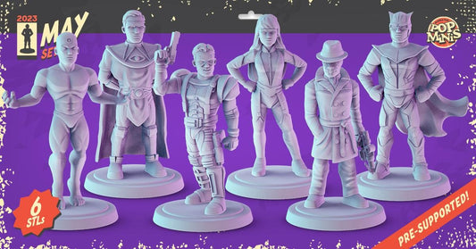 Watchmen 34mm tabletop mini's Dr. Manhattan, The comedian, Rorschach, nite