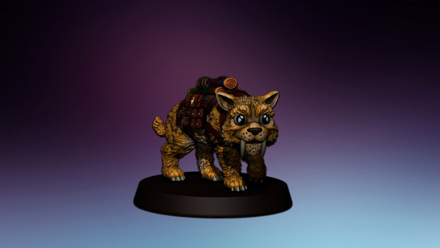 HeroQuest pet Saber-toothed tiger dino - Miniatures Unpainted 28mm/32mm Dungeon