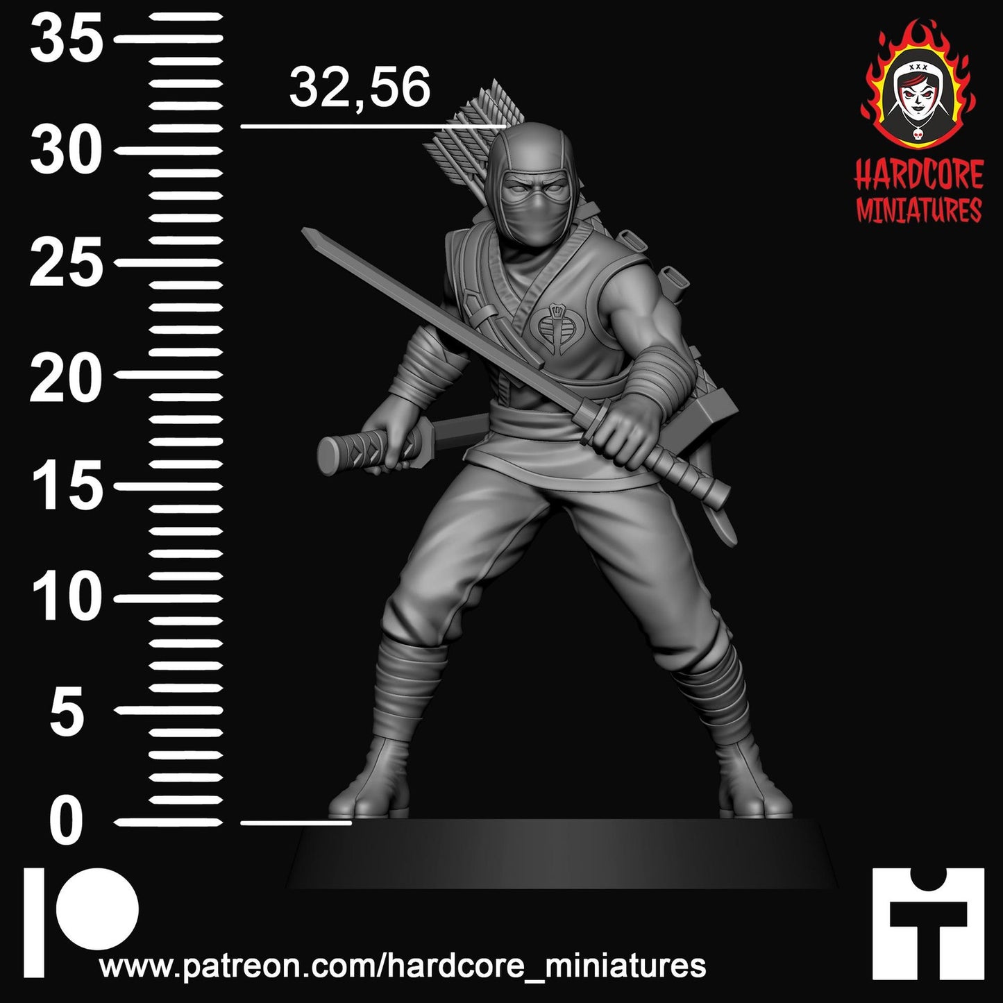 White Storm Ninja 32mm army builder set 1 3d printed minis tabletop hardcore mi