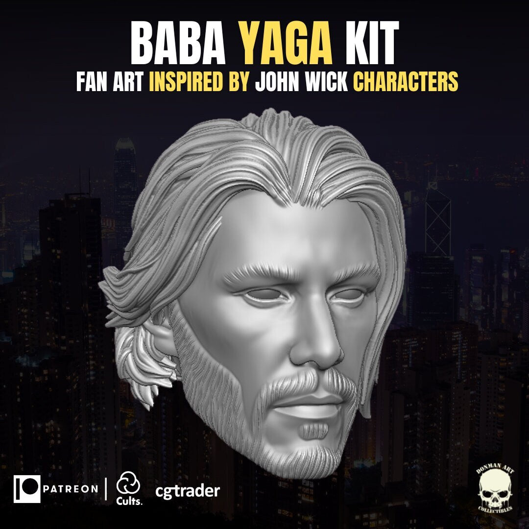 John Wick Head Sculpt: Baba Yaga Kit, 1/12 Scale Unpainted