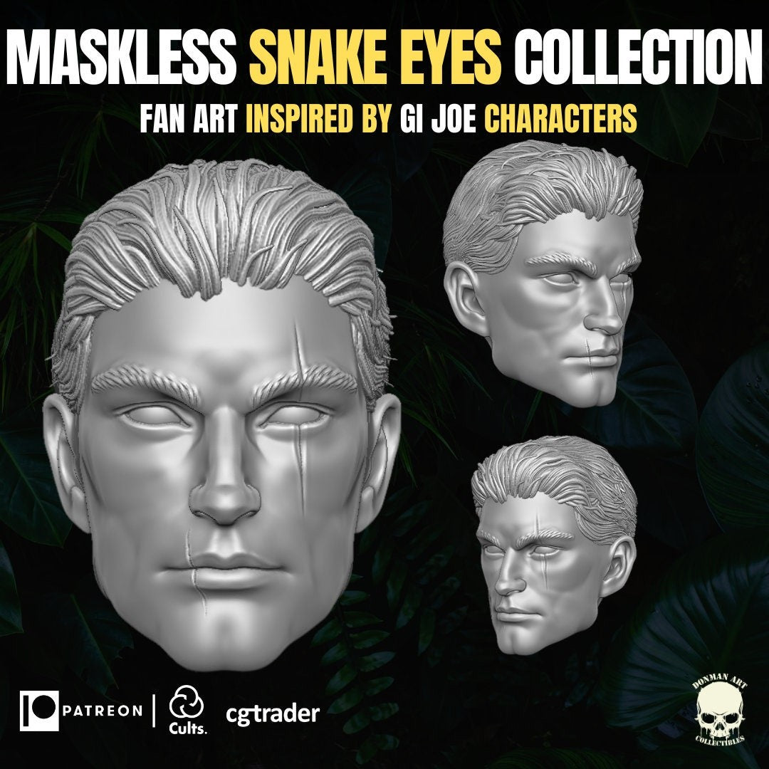 Unmasked Snake Eyes head GI Joe classified 1:12 mezco action figures