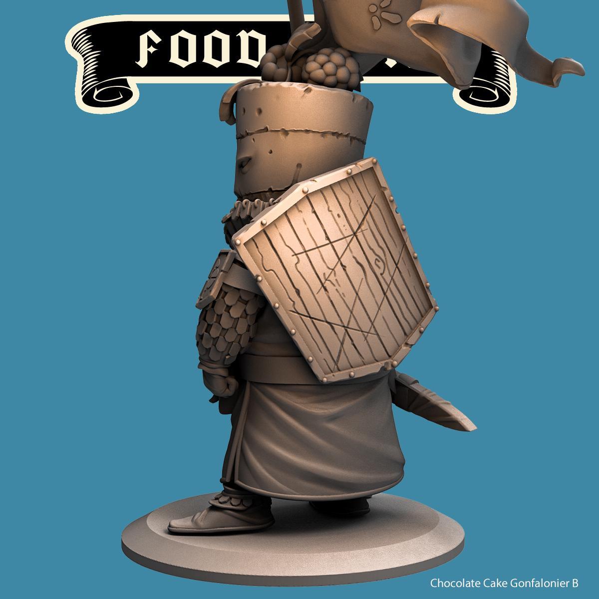 Chocolate Cake Gonfalonier - Flag bearer -- Food Fight! tabletop gaming DnD 32m
