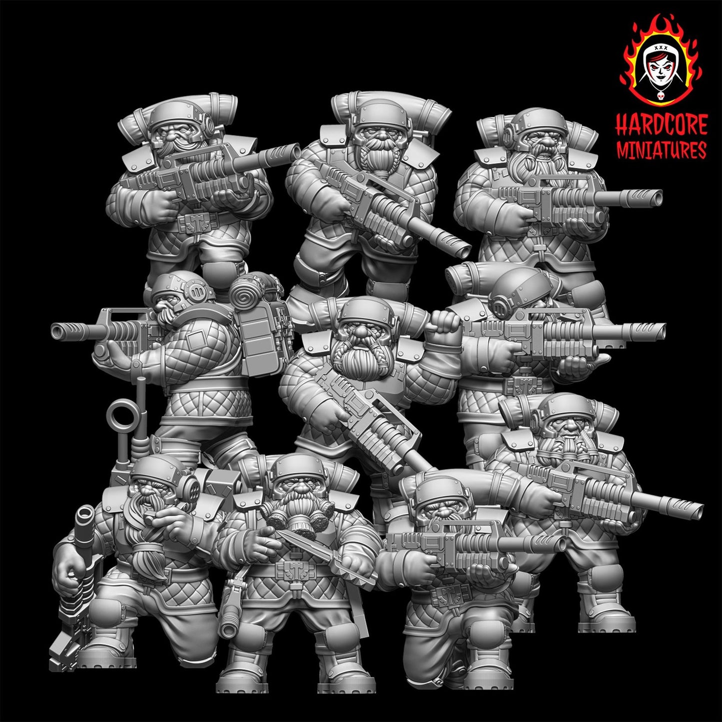 Space Dwarves Veterans Lasers 28mm army builder set 1 3d printed minis tabletop