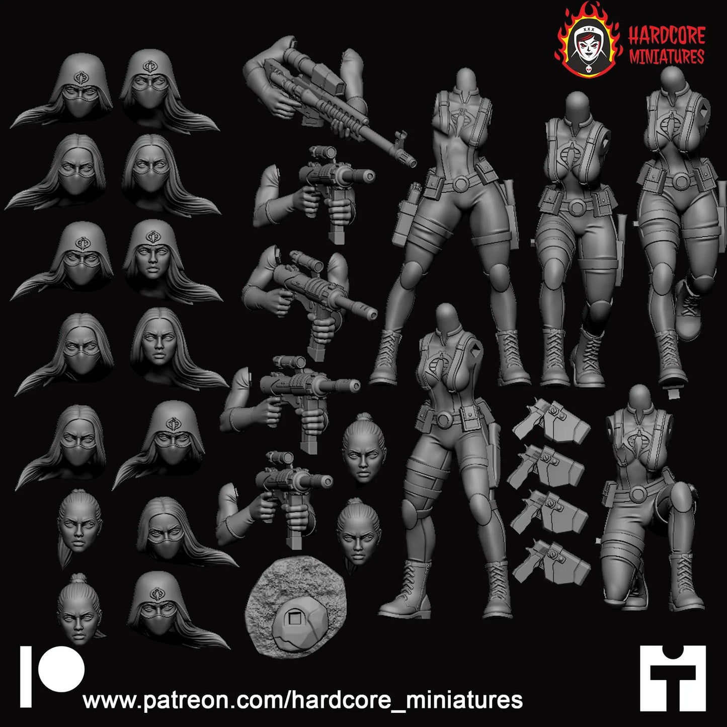 Female Cobra troopers 32mm army builder set 1 3d printed minis tabletop hardcor