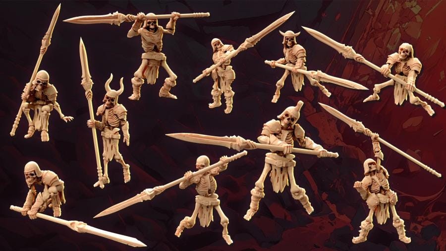Skeleton Spearmen Legion Of Bones : 32mm table top mini army builder Paleguard