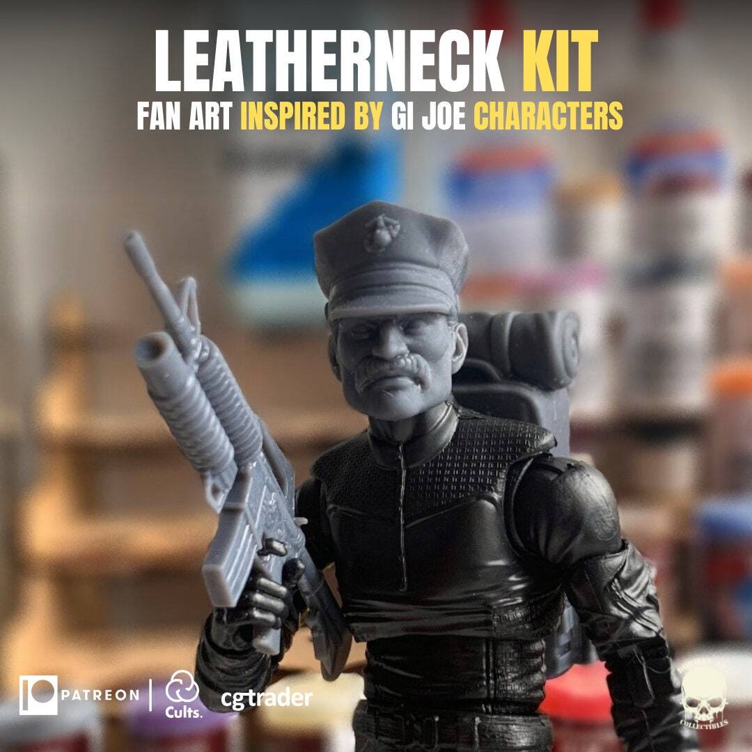 GI Joe Leatherneck kit, head sculpt GI Joe Classified 1/12 scale head unpainted