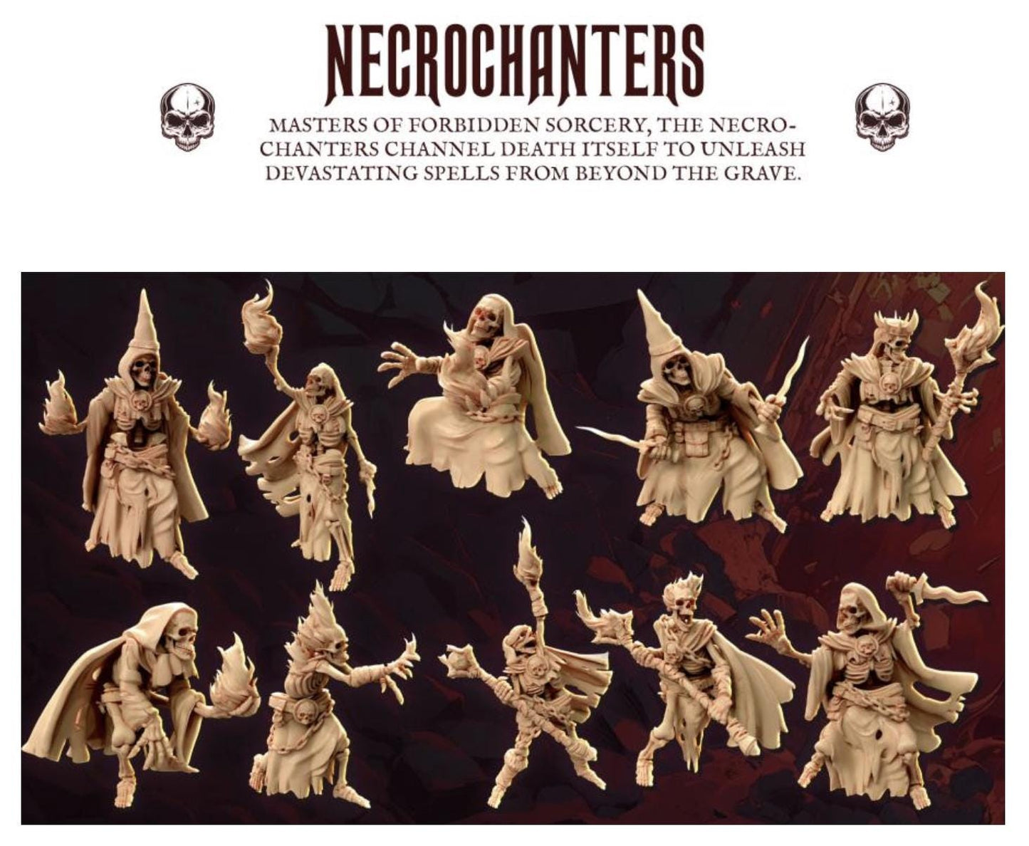 Graveshot NecroChanters Legion Of Bones : 32mm table top mini army builder Skel