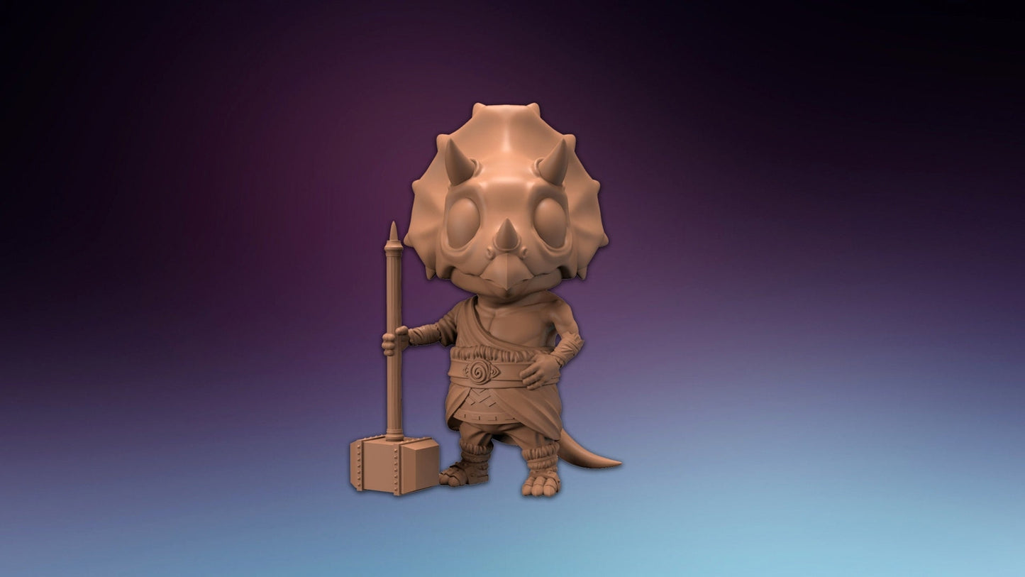 HeroQuest Triceratops Dino barbarian - Miniatures Unpainted 28/32mm Dungeons an