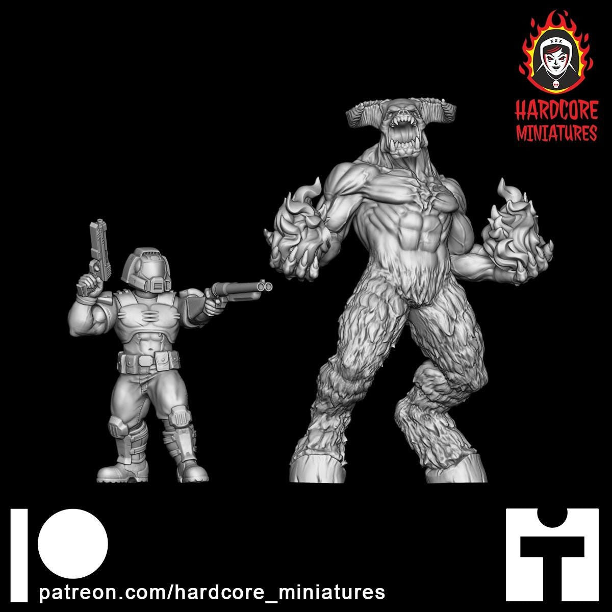 Doom Roaring Hell Lord 32mm dnd miniature doom video game Dark Lord