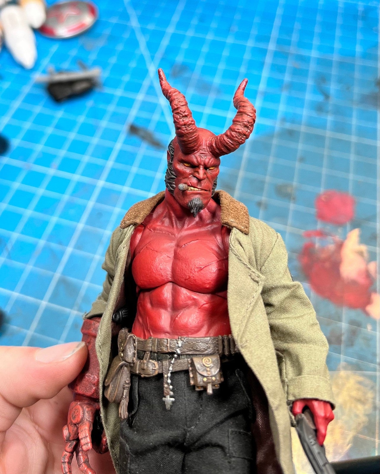 HellBoy custom 6" action figure custom head set mezco one12, 1000toys, Figma, c