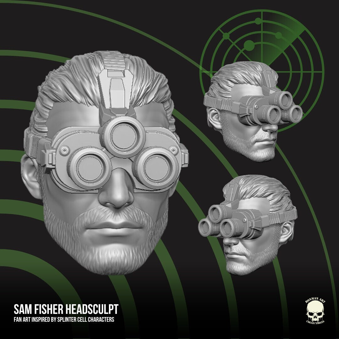 Sam Fisher Splinter Cell Head: 1/12 Scale Unpainted Figure