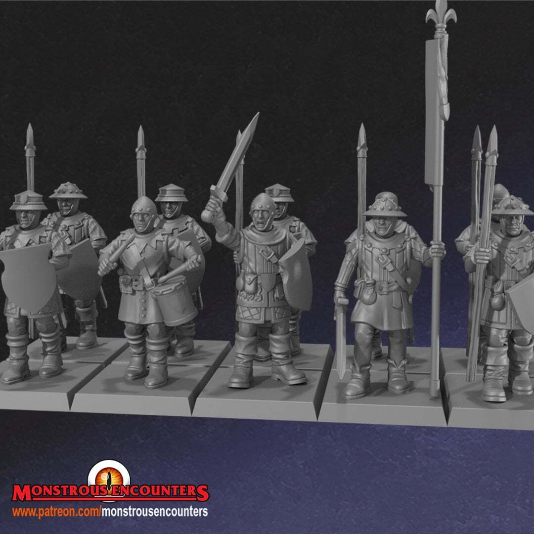 Breton Men at arms unit 28mm army builder 3d printed minis tabletop bretonnia o