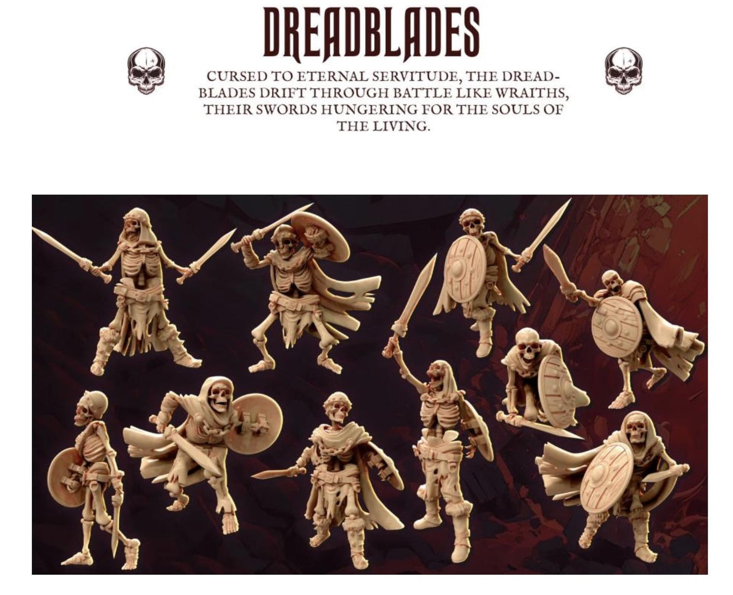 Dreadblades Swords Legion Of Bones : 32mm table top mini army builder Skeleton