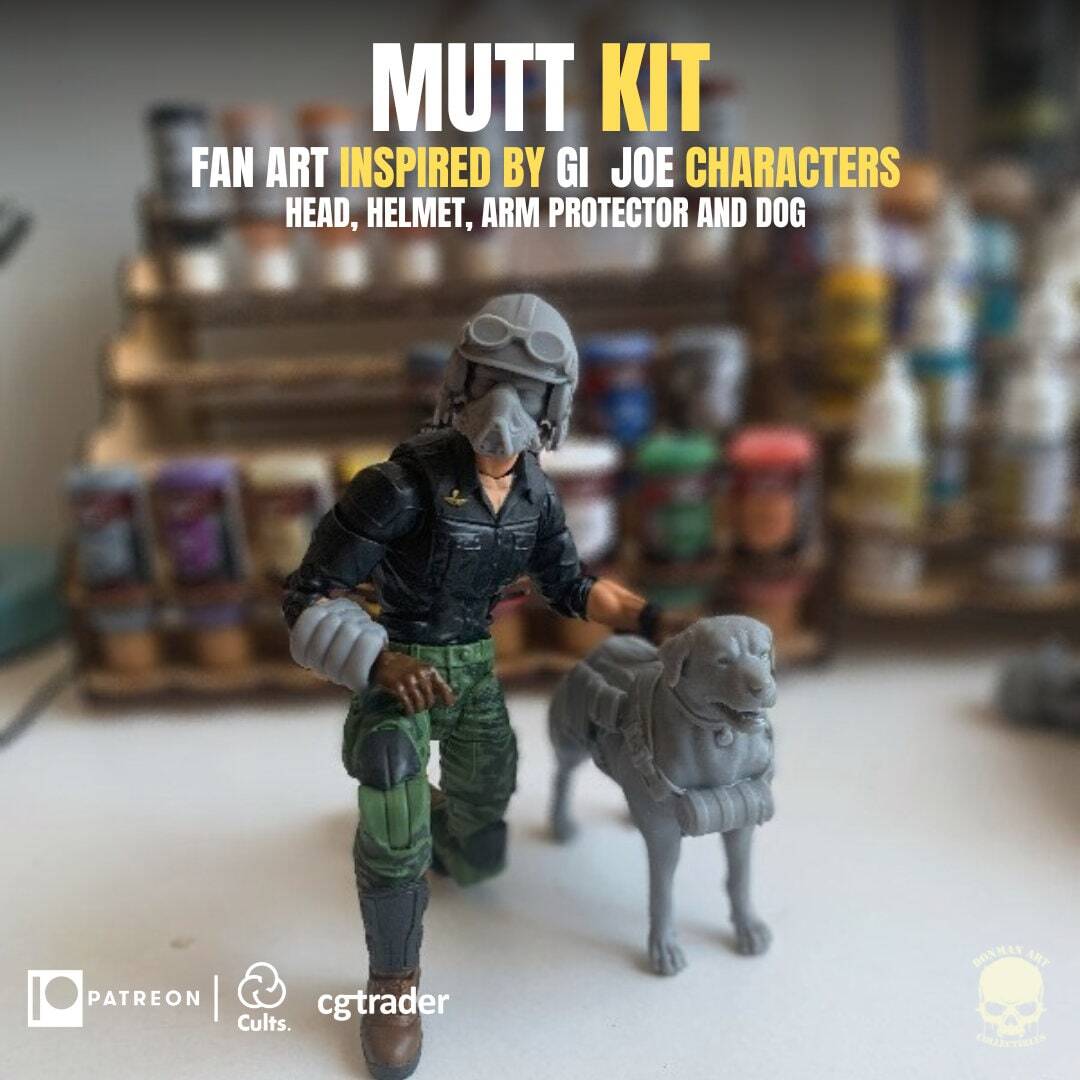 Mutt and Junkyard kit, head sculpt GI Joe Classified 1/12 scale head unpainted
