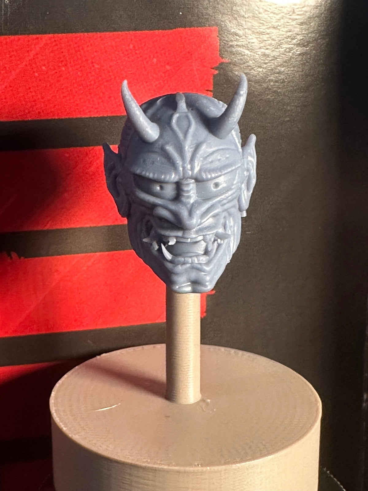 Unpainted Oni Mask Head: 1/12 Scale Action Figure Accessory