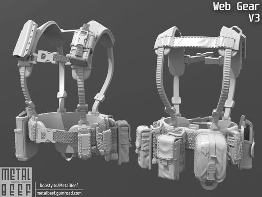 1/12 mini webgear 2, harness, pouches, troop builder, pouches for Action figure