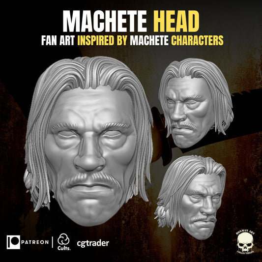 GI Joe Machete Danny Trejo head sculpt GI Joe Classified 1/12 scale head unpain