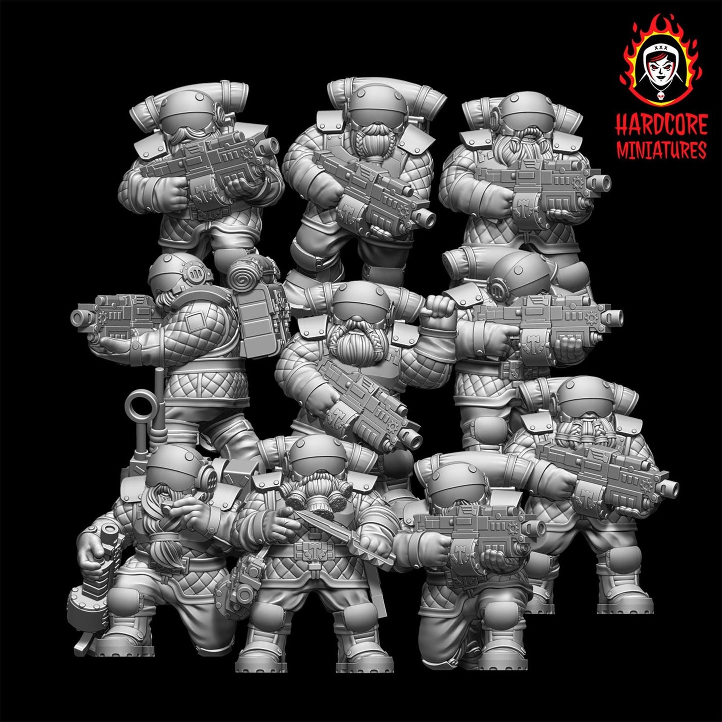 Space Dwarves Veterans Bolters 28mm army builder set 1 3d printed minis tableto