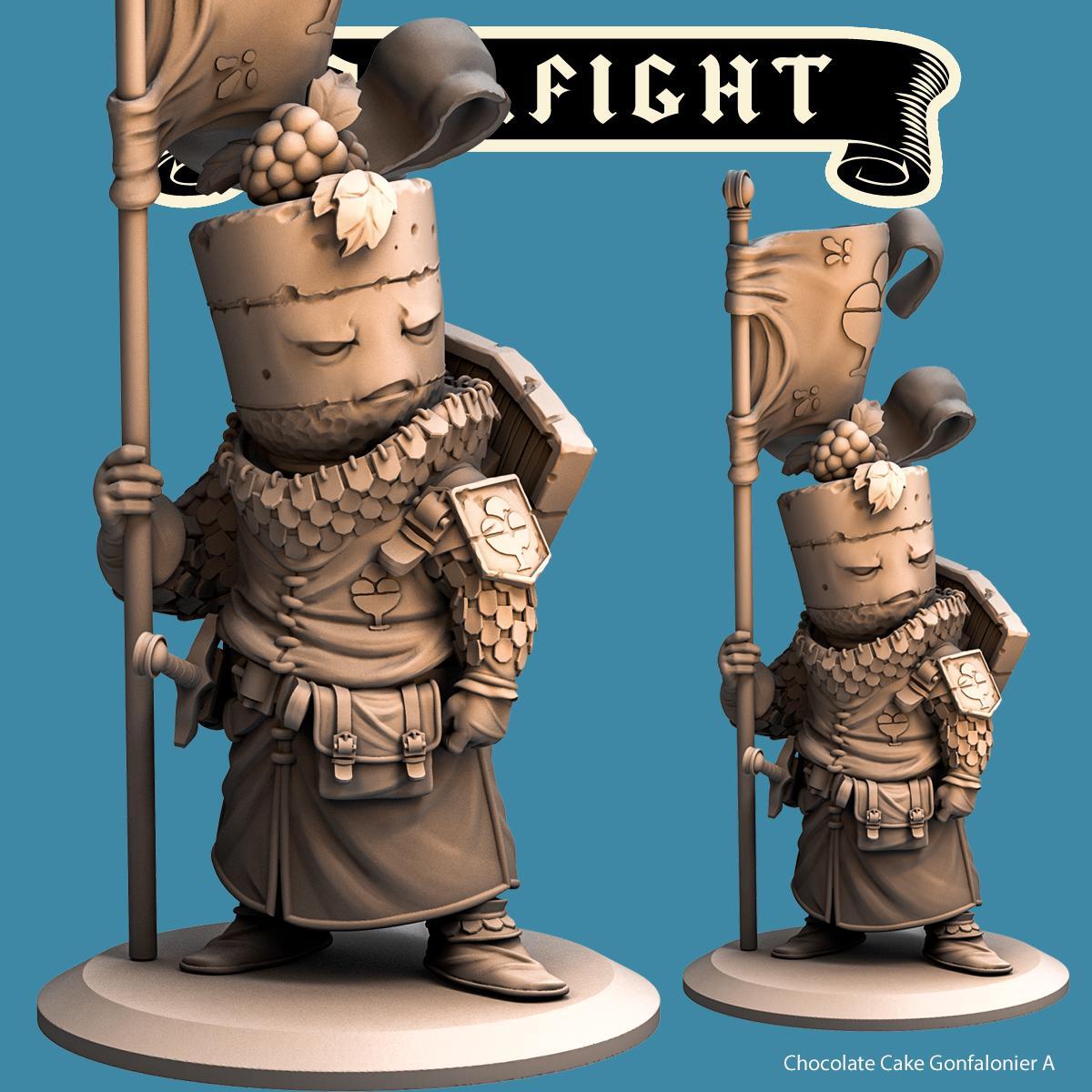 Chocolate Cake Gonfalonier - Flag bearer -- Food Fight! tabletop gaming DnD 32m