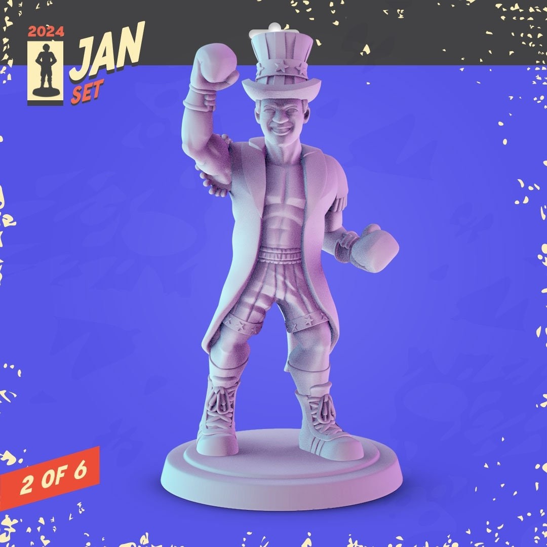 Rocky 34mm Minis tabletop gaming, DnD Apollo Creed, Stallone