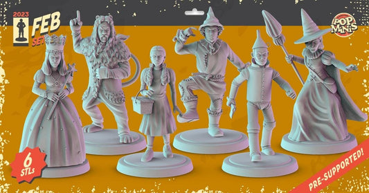 Wizard Of Oz 3d printed mini's Popmini 34mm nostalgia dnd gaming