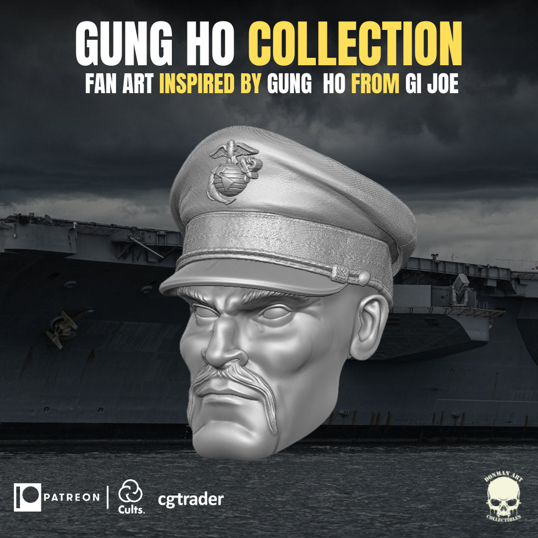 Gung Ho G.I. Joe classified 1:12 head sculpt 3d printed resin action figure mar