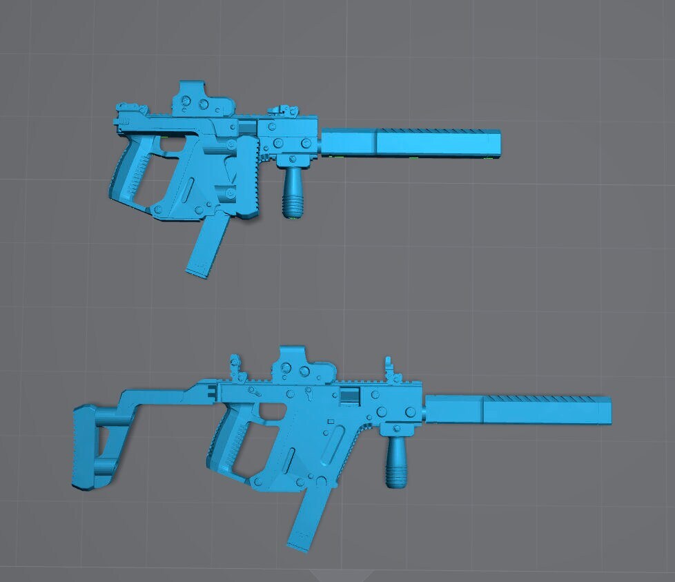 1/12 Kriss Vector 2 pack Suppressed Assault Rifle SMG 1:12 Scale Toy Accessory