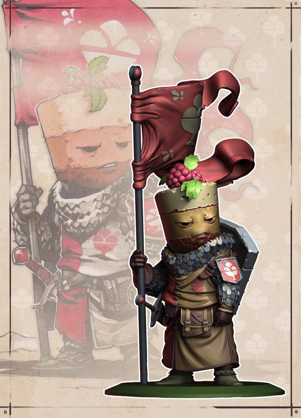 Chocolate Cake Gonfalonier - Flag bearer -- Food Fight! tabletop gaming DnD 32m