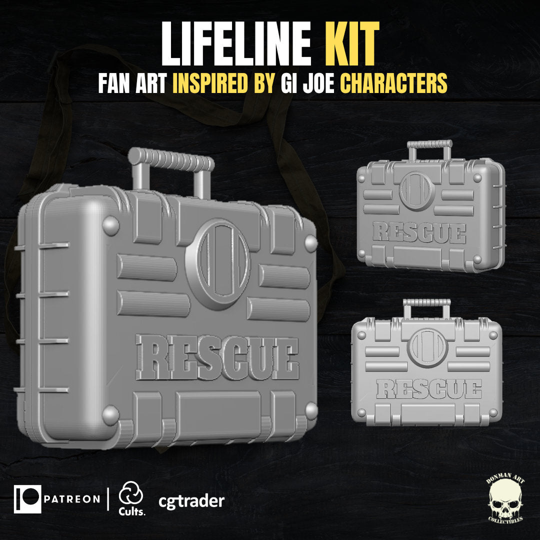 GI Joe Lifeline Medic kit, head, stretcher and case GI Joe Classified 1/12 scal