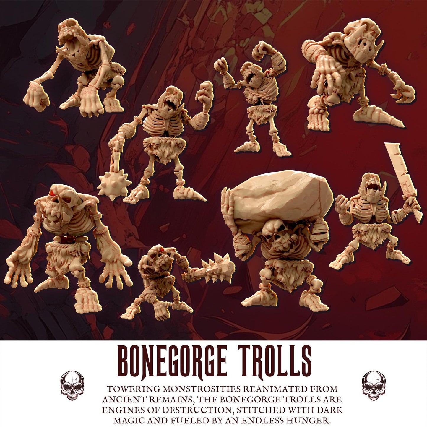Trolls Legion Of Bones : 32mm table top mini army builder Skeleton bonegore tro