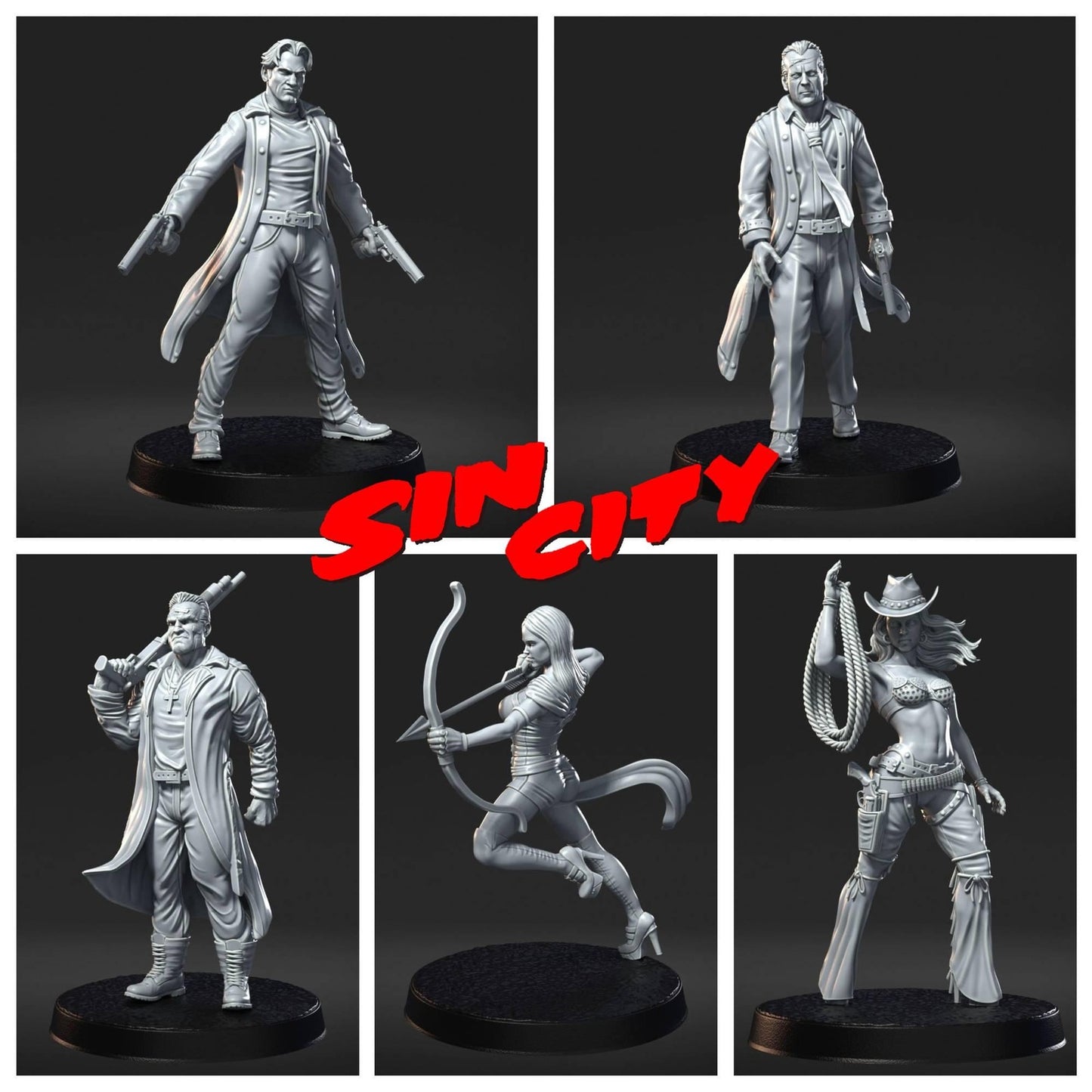 Sin City DnD Miniature Set: Tabletop RPG Figurines, RN Estudio