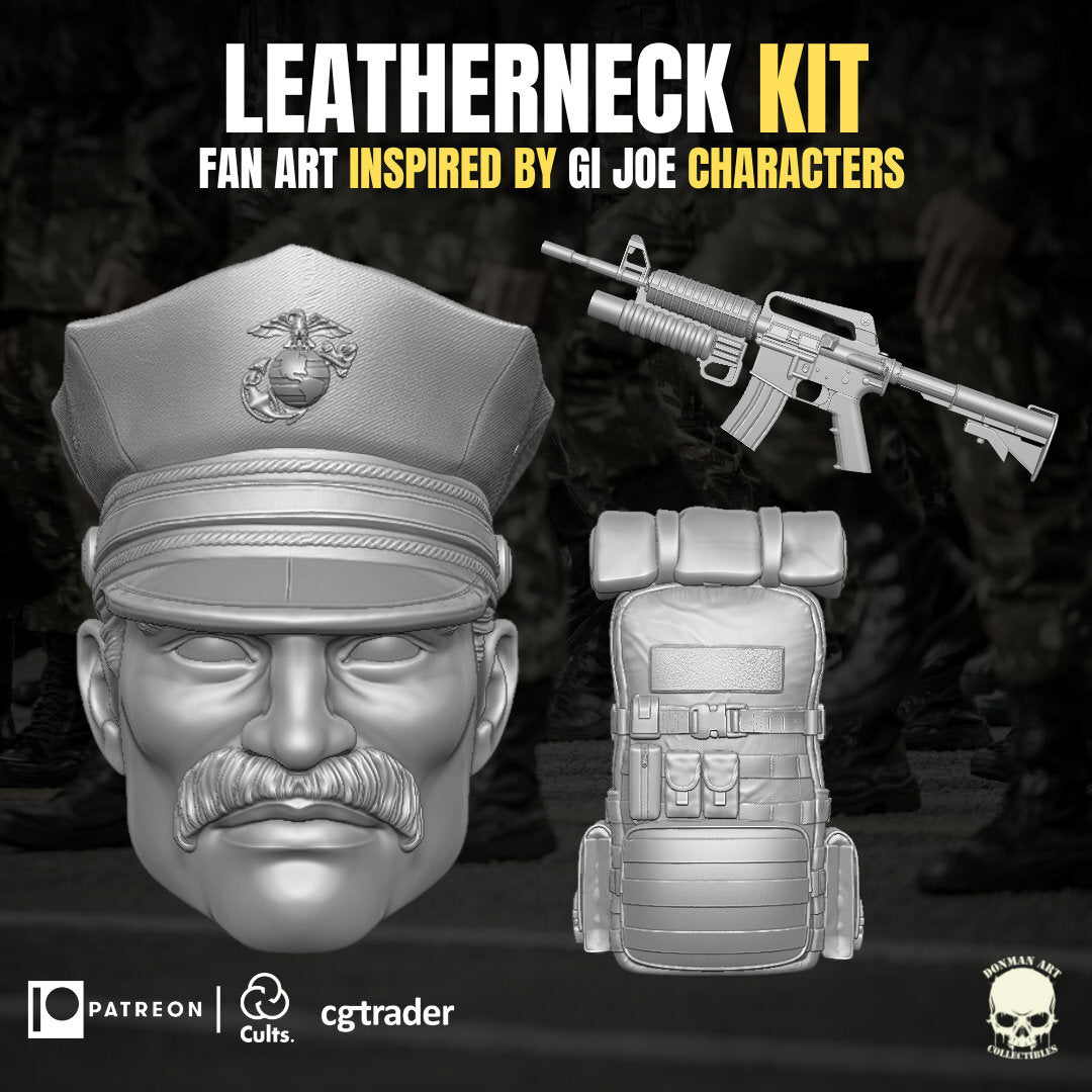 GI Joe Leatherneck kit, head sculpt GI Joe Classified 1/12 scale head unpainted