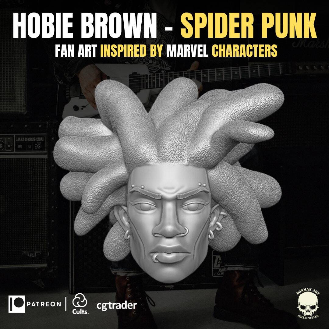 Hobart Brown Spider-Punk head sculpt GI Joe Classified 1/12 scale head unpainte