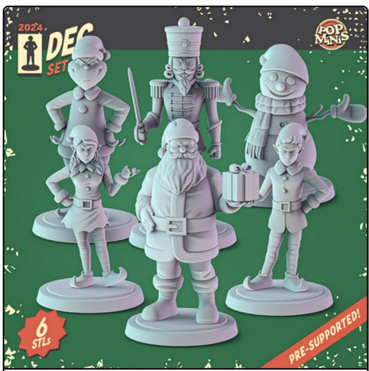 Christmas, holiday Miniatures - complete set 6 x 36mm Dioramas, tabletop RPGs.