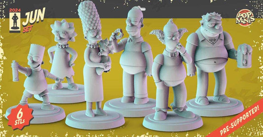 The Simpsons 34mm Minis tabletop gaming, DnD Homer, bart, maggie, lisa, marge