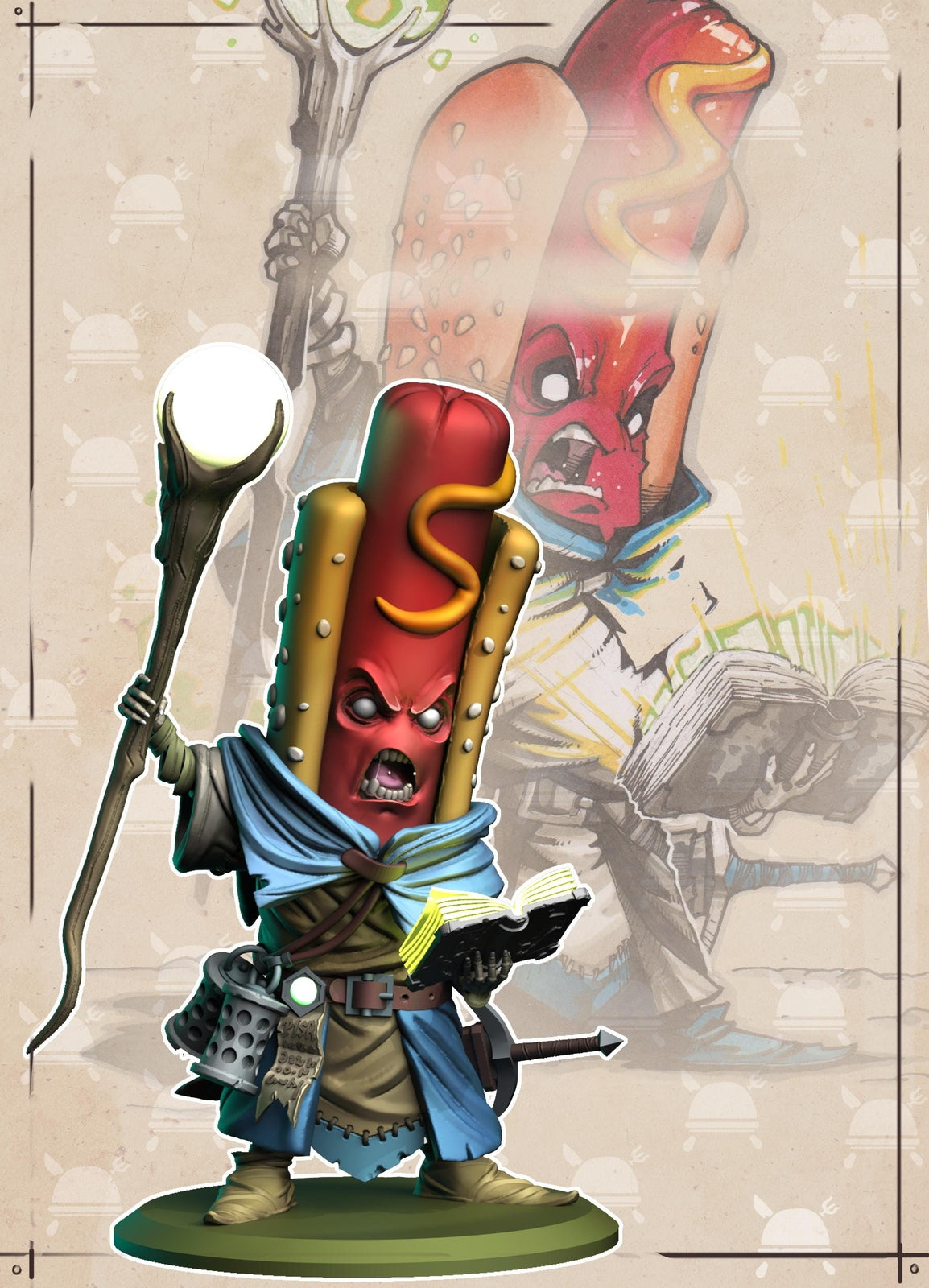 Hot Dog Necromancer--Food Fight! tabletop gaming DnD 32mm | 75MM