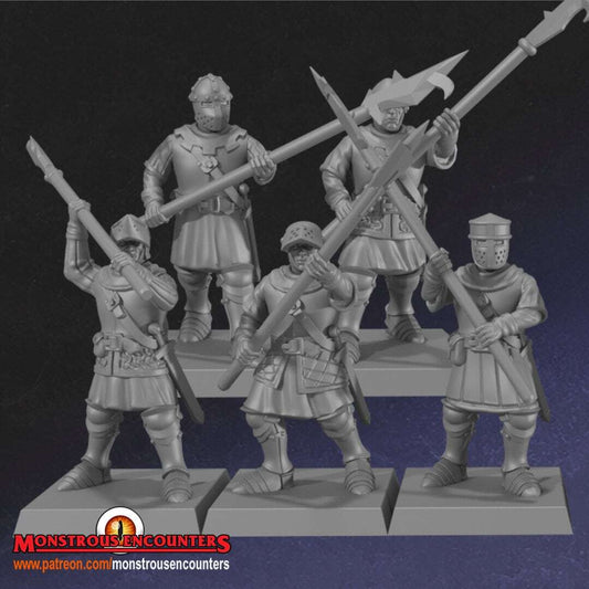 Breton Men at arms polearms medium armor unit 28mm army builder 3d printed mini