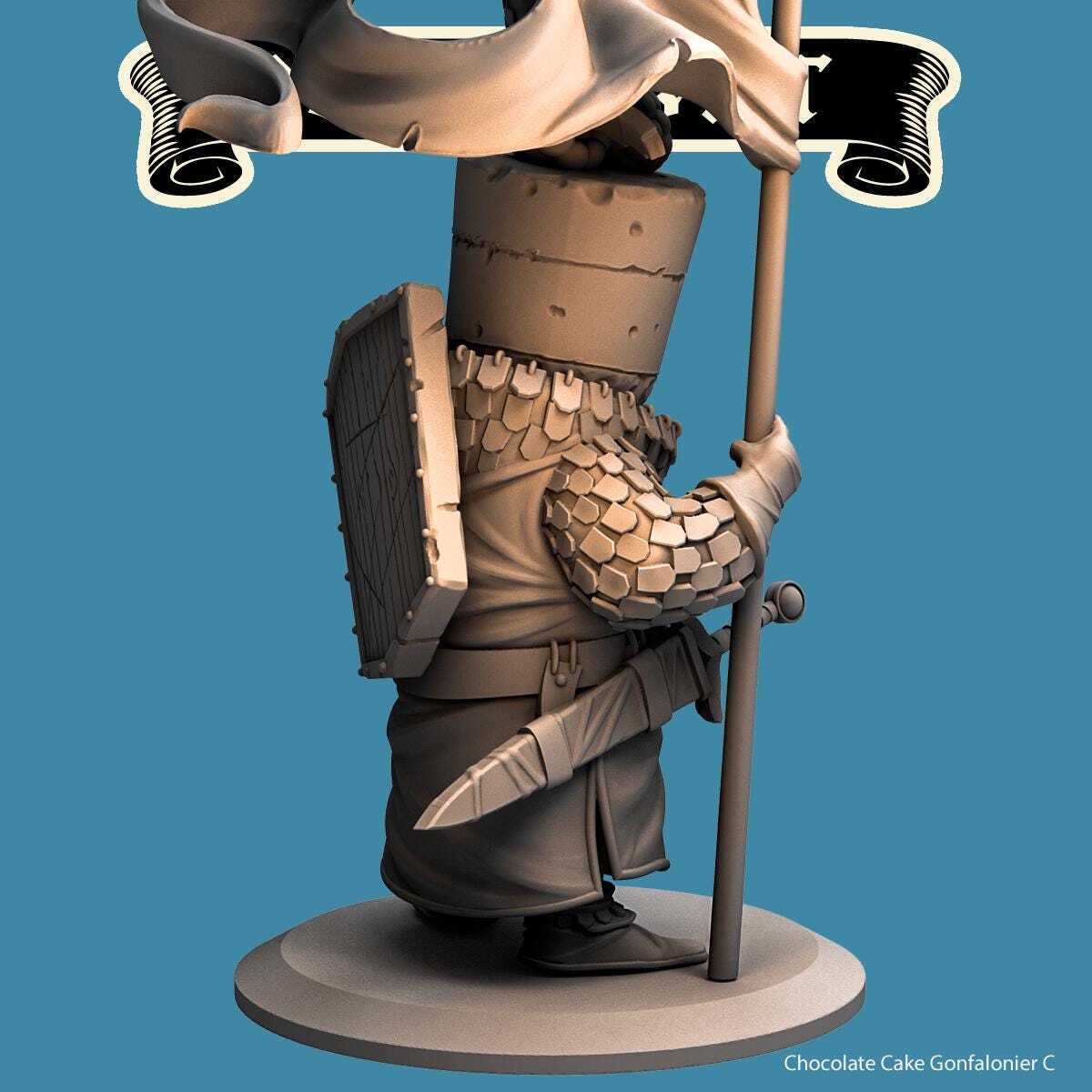 Chocolate Cake Gonfalonier - Flag bearer -- Food Fight! tabletop gaming DnD 32m