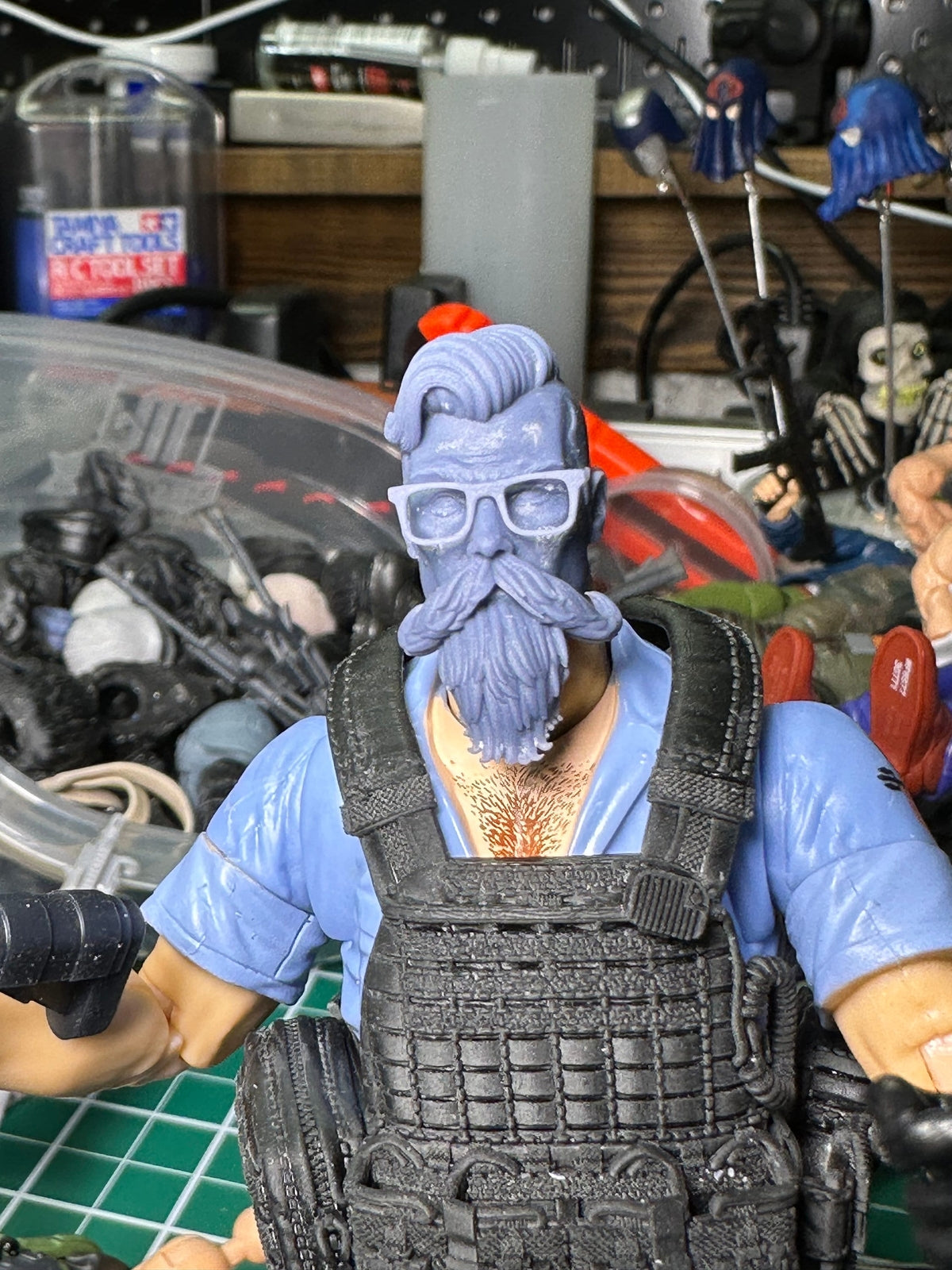 Hipster barber troop builder head custom head sculpt 1/12 classified, black ser