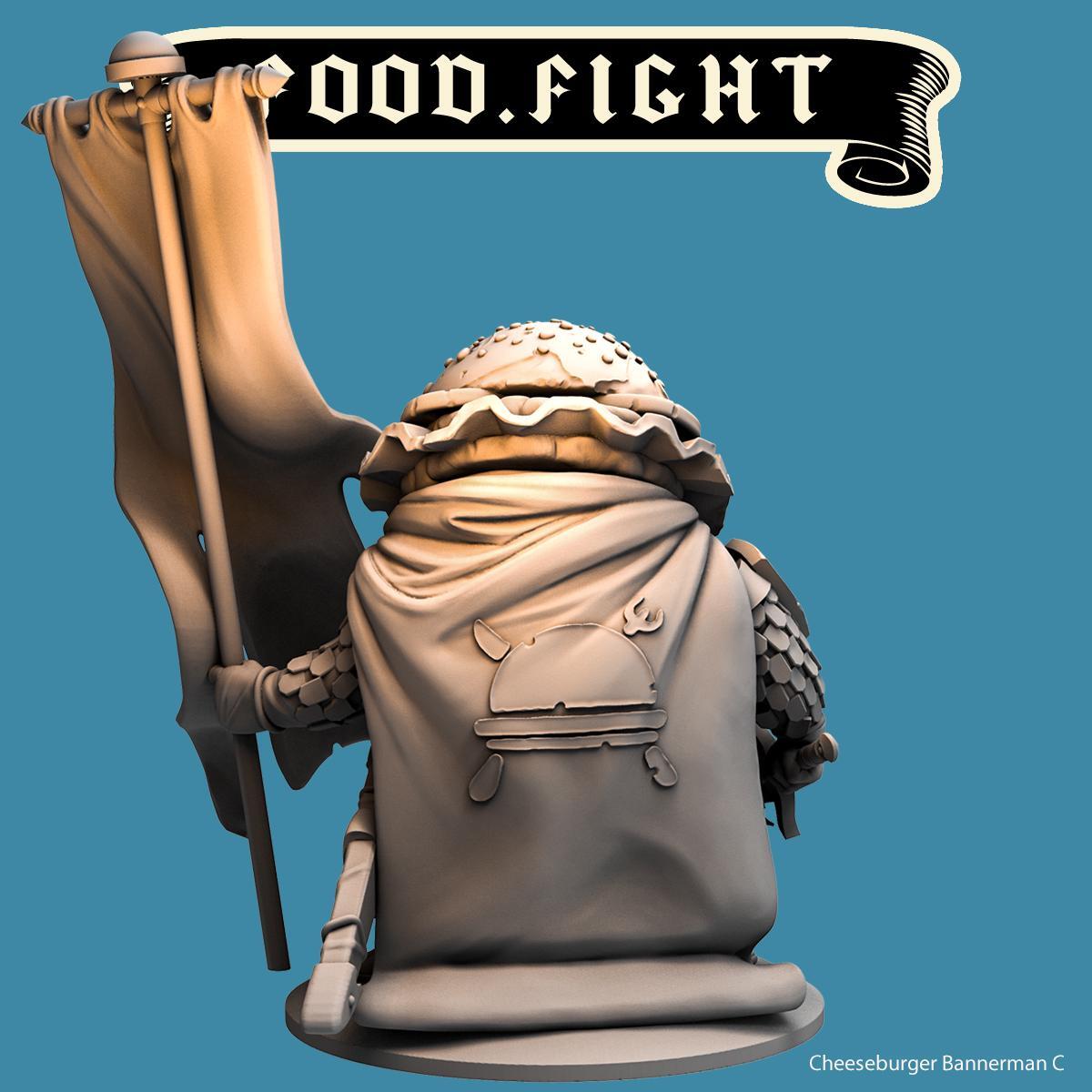 Cheeseburger Bannerman--Food Fight! tabletop gaming DnD 32mm | 75MM
