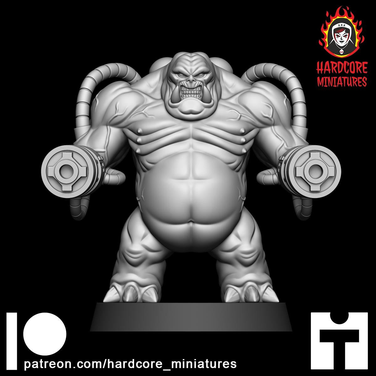 Mancubus Fat Demon Firing Front modular 32mm dnd miniature Martian Trooper doom
