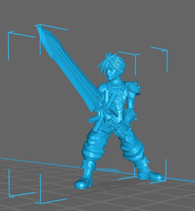 Cloud guy from fantasy 7 Ultima game 32mm dnd miniature