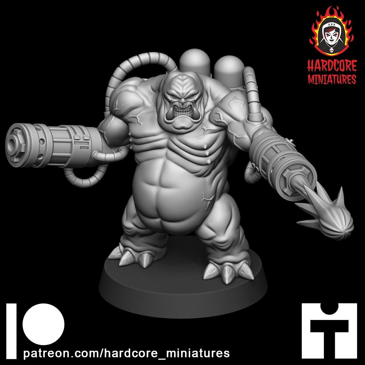 Mancubus Fat Demon Firing left modular 32mm dnd miniature Martian Trooper doom